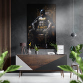 Batman in Throne Brushed Aluminum Dibond Wall Art.